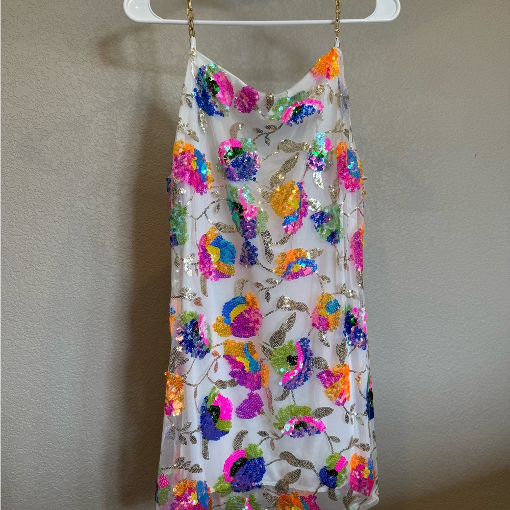 Colorful Sequin Dress with Chain Straps